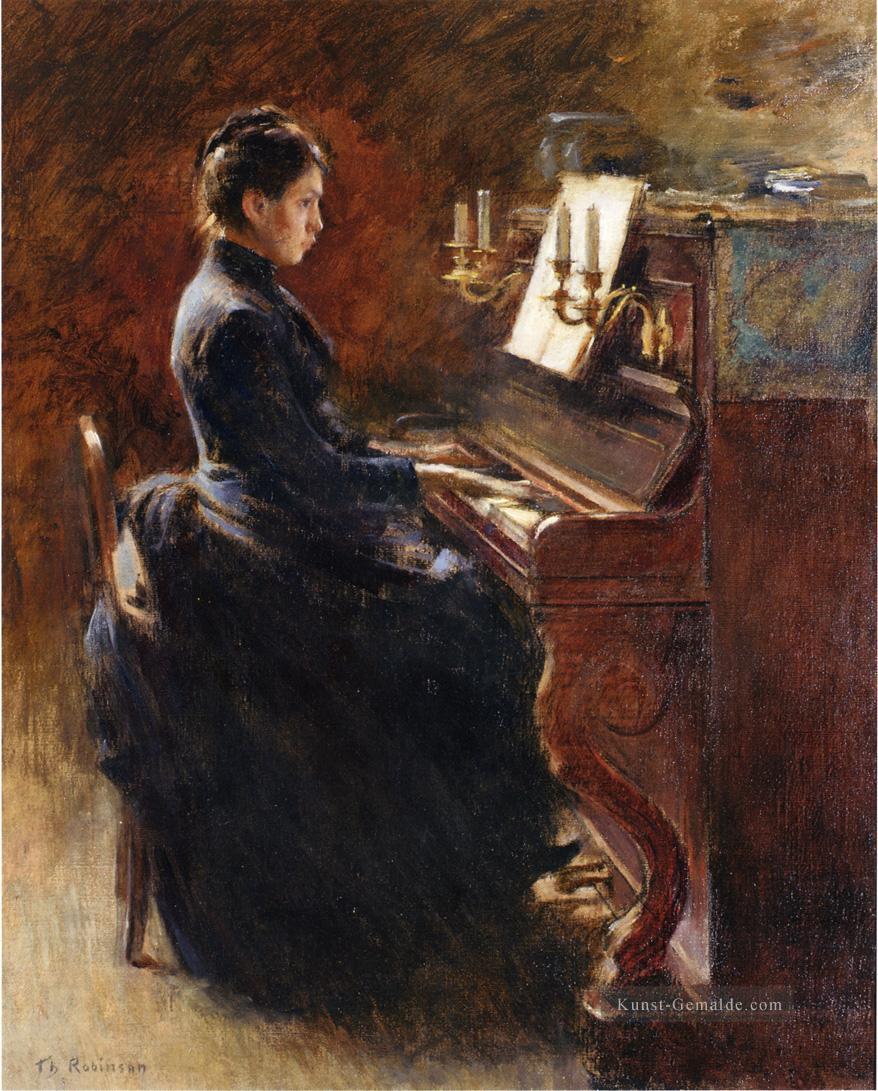 Mädchen am Klavier Theodore Robinson Ölgemälde